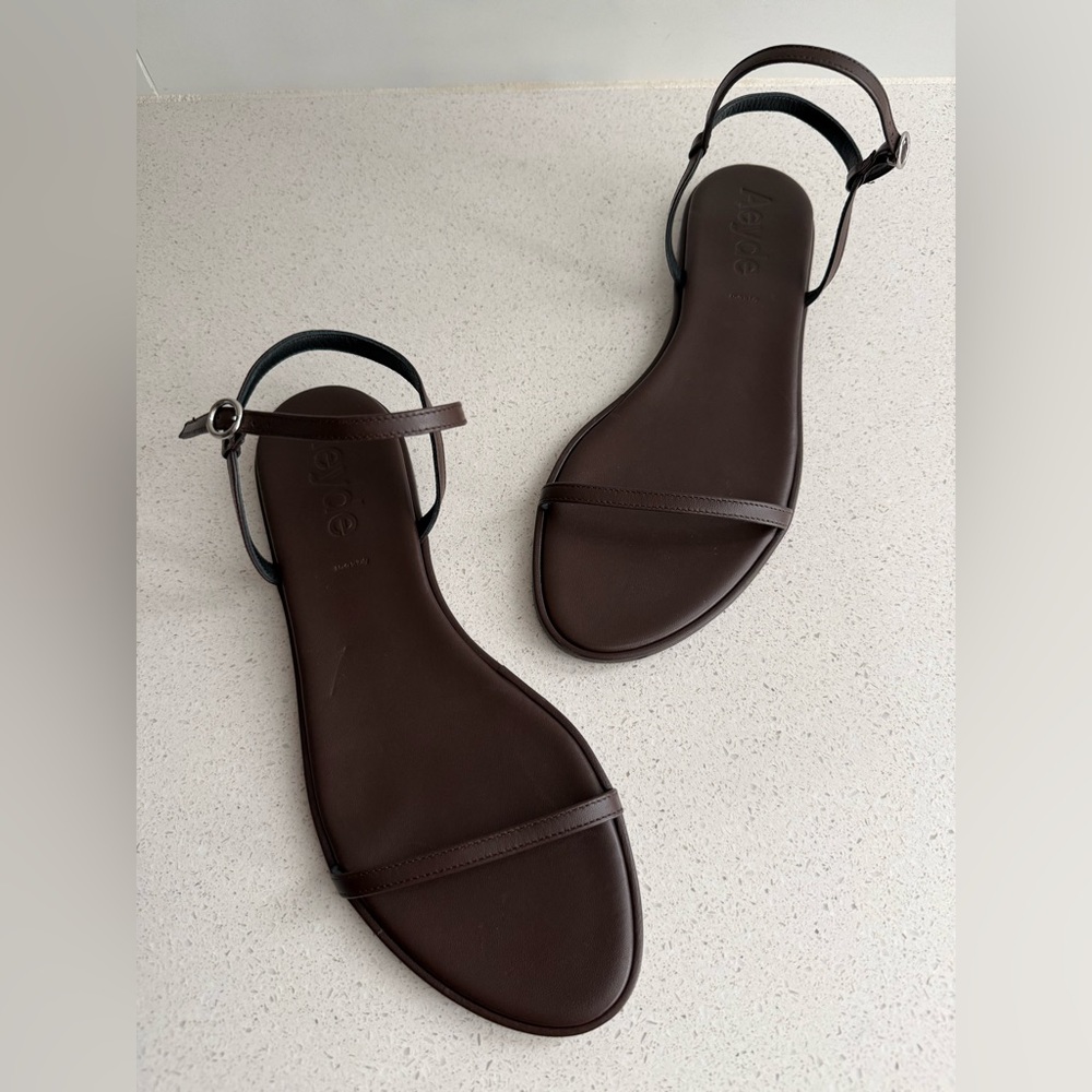 Aeyde Nettie Quarter Strap Brown Leather Sandals Women’s Size 12 - Picture 5 of 6